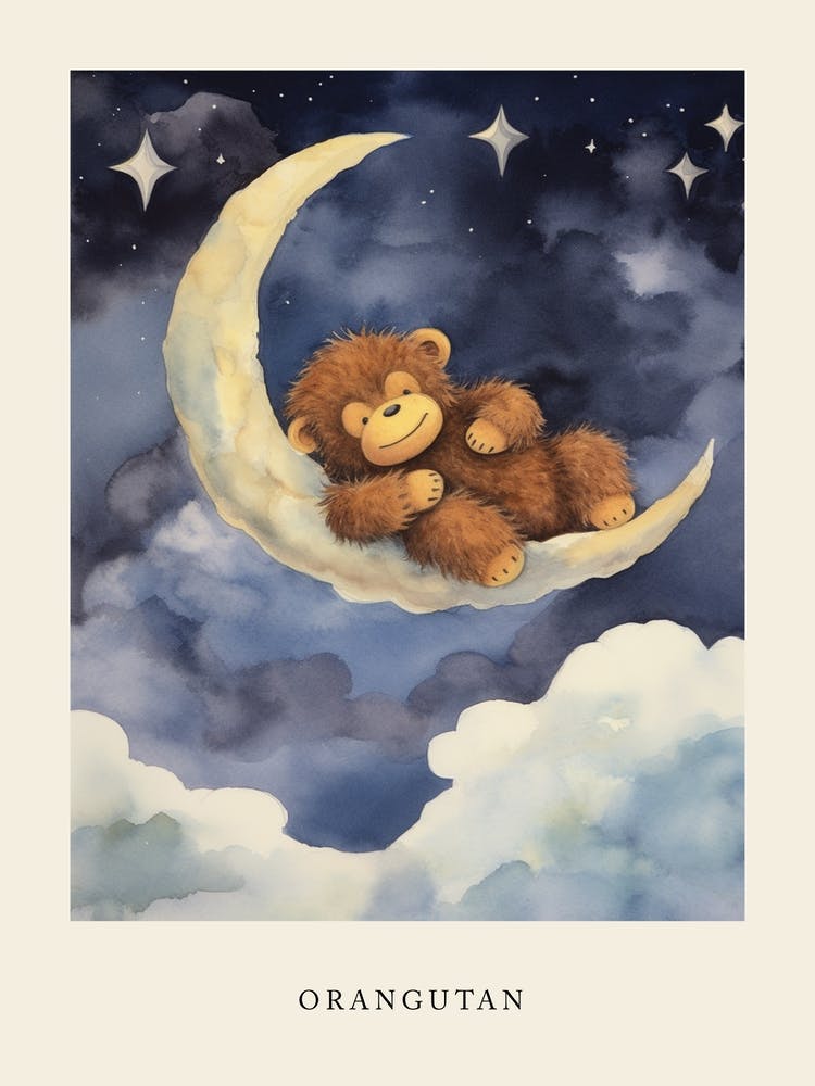 Baby Orangutan 1 Sleeping In The Clouds Nursery Poster