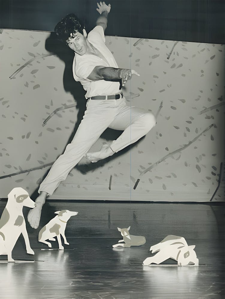 Christopher Gillis Cavorts With Papier Mache Dogs In A Piece Called Digg