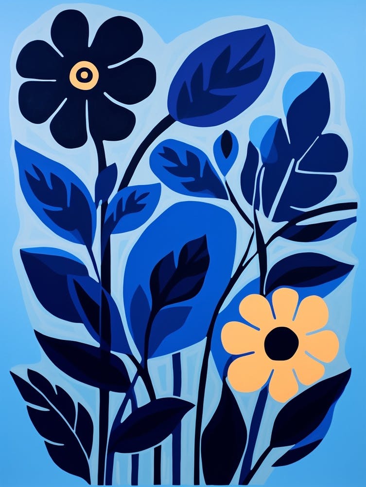 Blue Flower Illustration Black Eyed Susan 4