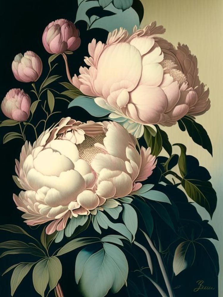 Alexander Fleming Peonies Vintage Sketch