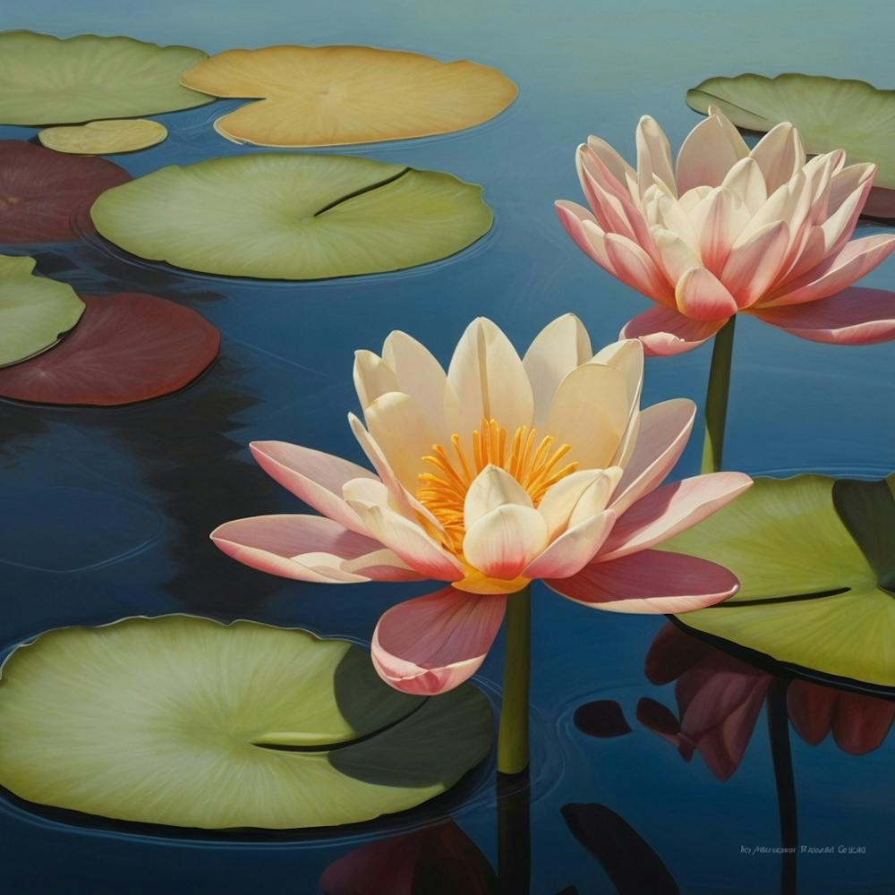 Give your home a touch of luxury and elegance with the Floating Water Lily painting. Purchase now and enjoy the serene beauty of nature