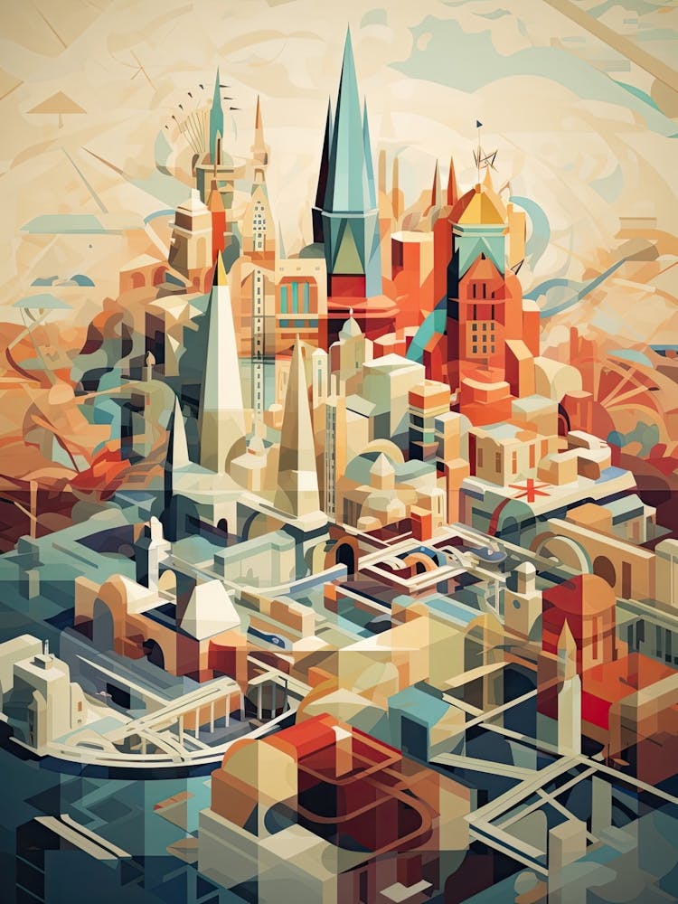 Moscow, Russia, Geometric Illustration 4