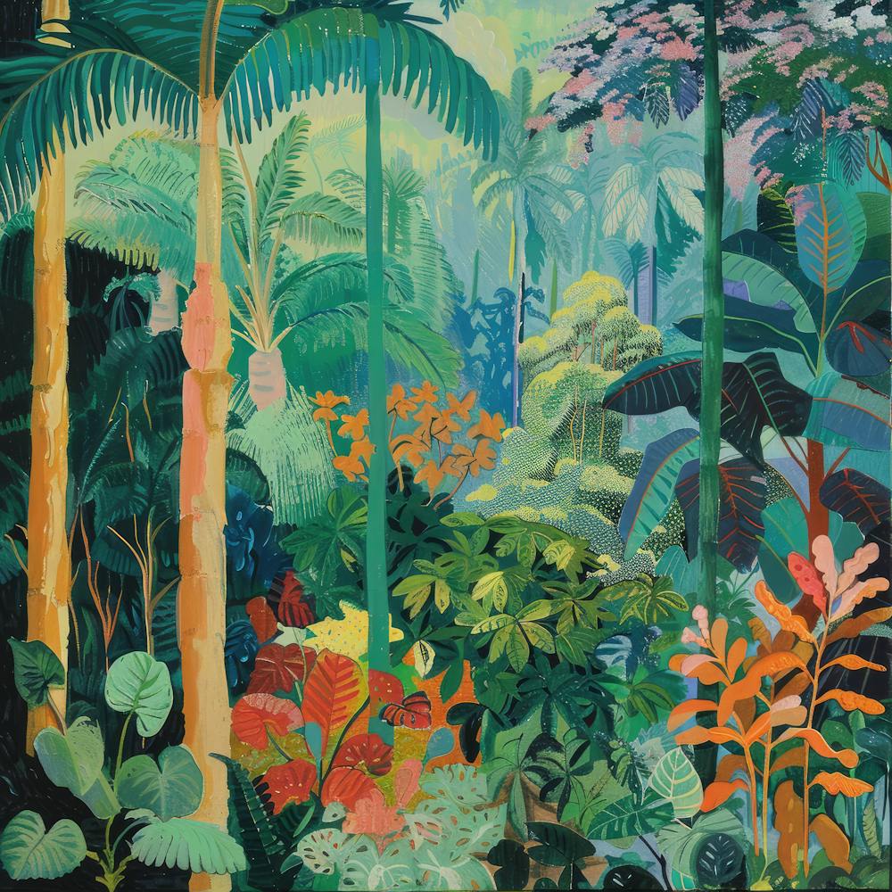 Amazonas-Regenwald-Serie im Stil von David Hockney 4