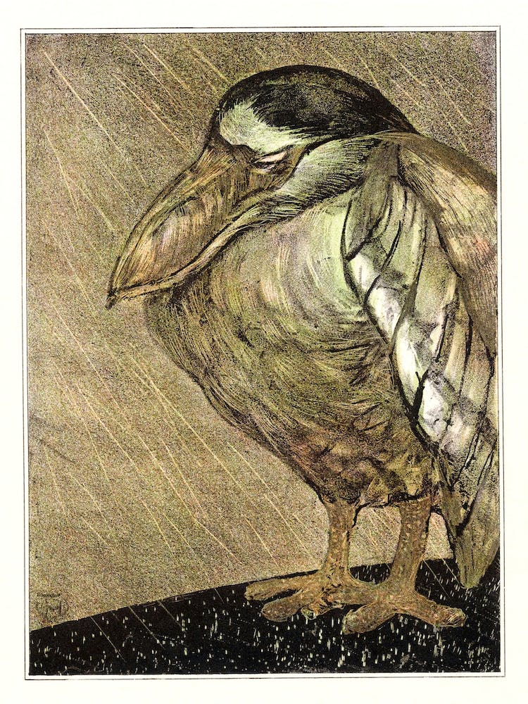 Heron In The Rain (1878–1908),Theo Van Hoytema