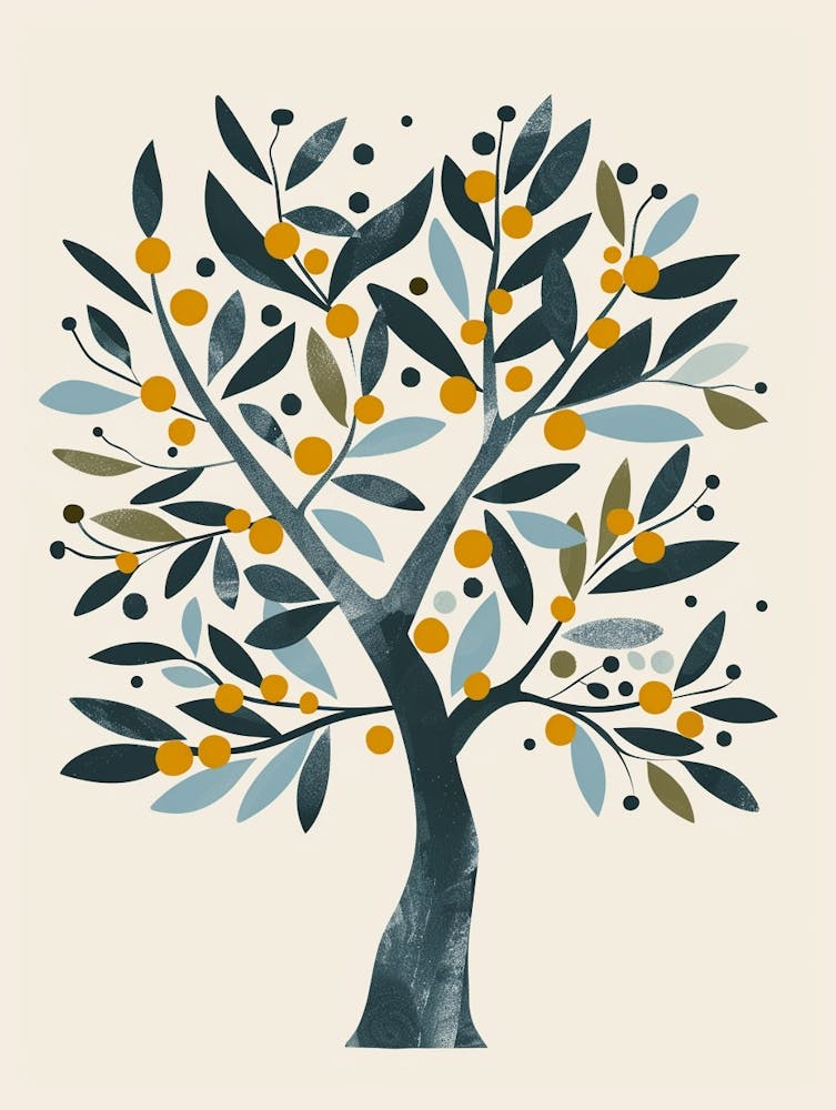Olive Tree Flat Illustration 8