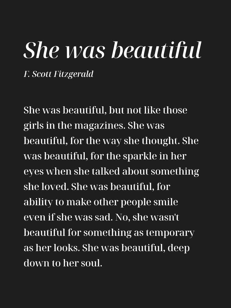 She Was Beautiful - F.Scott Fitzgerald (Black tone)