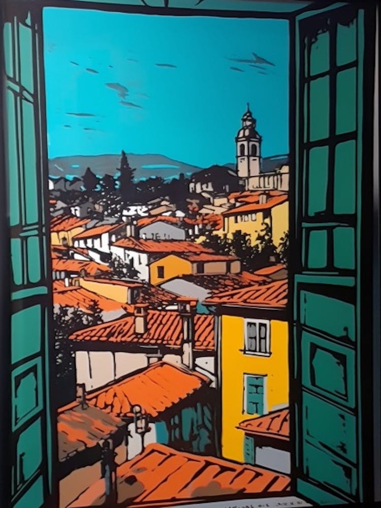 A Window View Of Florence In The Style Of Pop Art 4