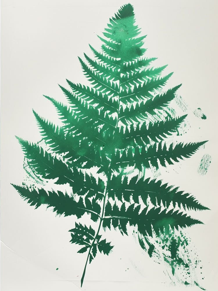 Green Ink Painting Of A Pteris Fern 2