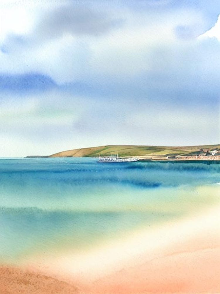 Chesil Beach 3, Dorset Watercolour