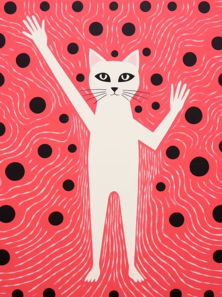 Cat On Red Background 2