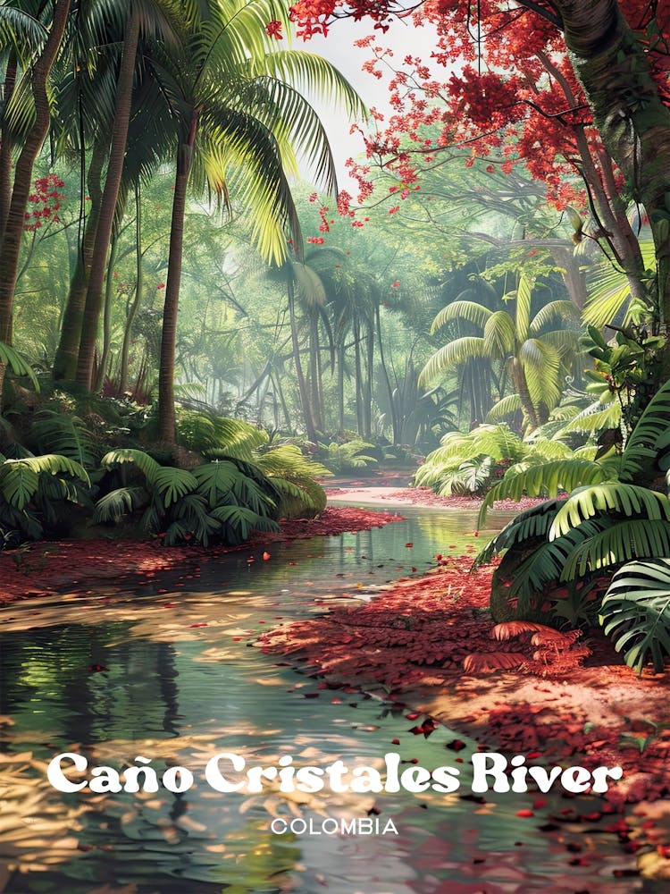 Cano Cristales River Liquid Rainbow Digital Travel Art