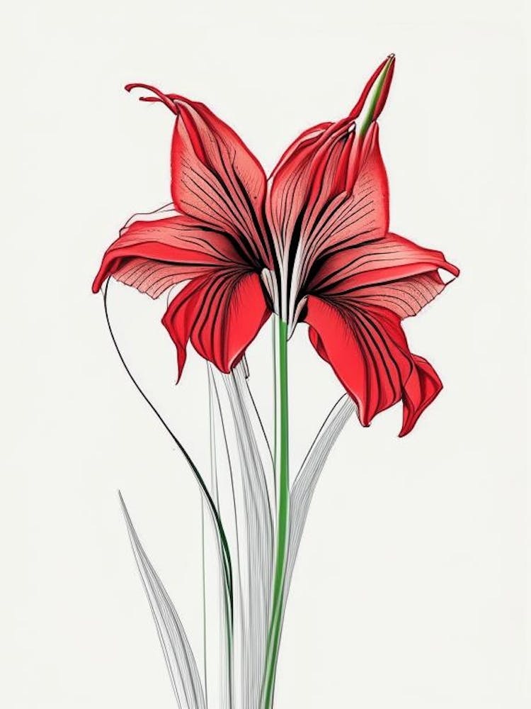 Amaryllis Florale Dessin au Trait Minimaliste 2