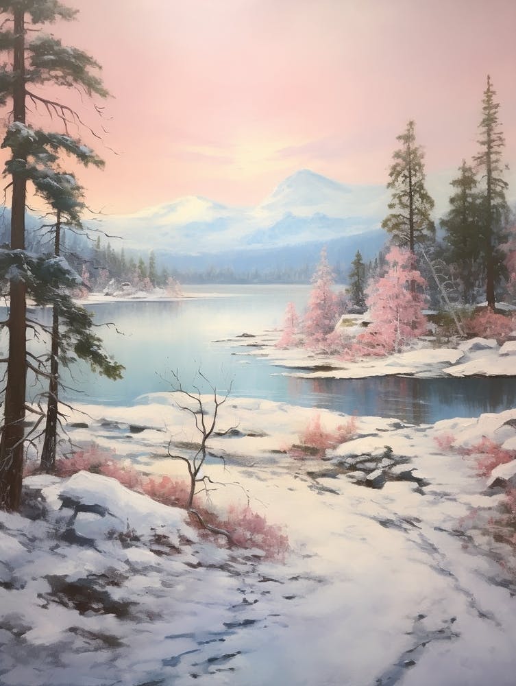Dreamy Winter Painting Big Bear Lake California