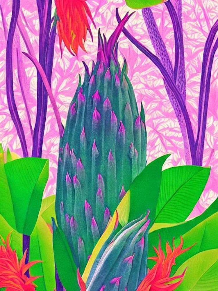 Dragonfruit 1 Risograph Retro Poster Fruit