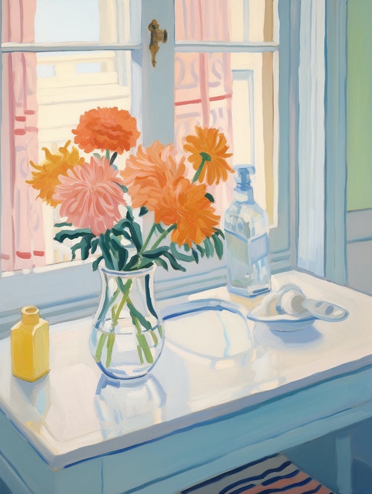 A Vase With Marigold, Flower Bouquet 2