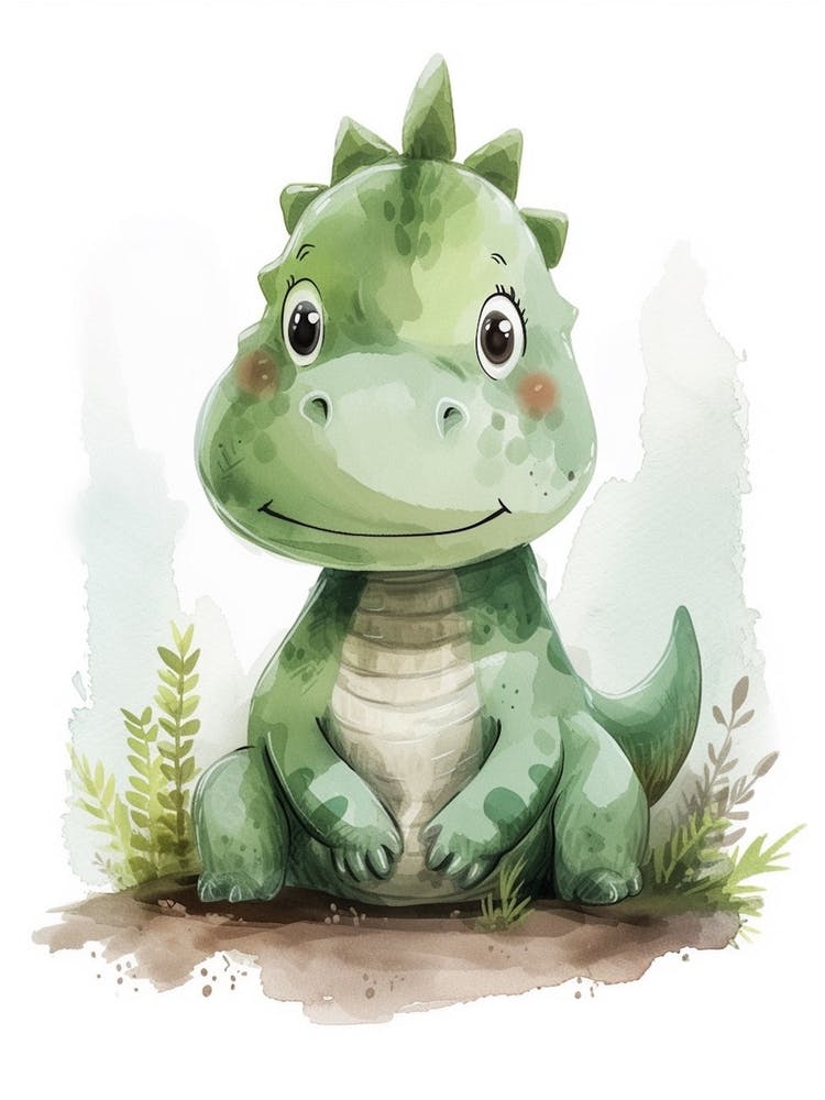 Cute Carnotaurus Dinosaur Watercolour 1