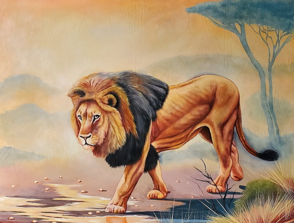 African lion painting