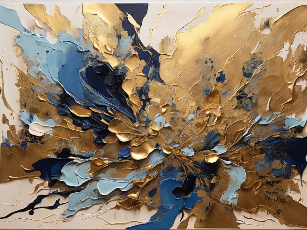 Abstract Gold And Blue Painting