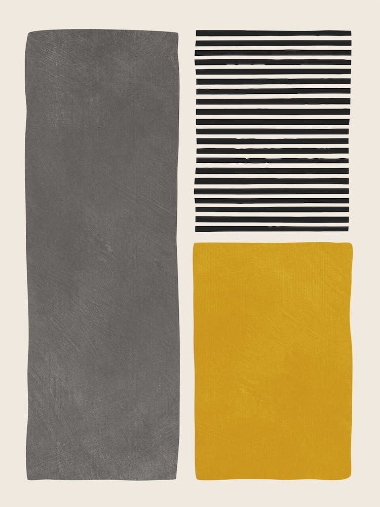 Modern Black Lines Gray Mustard