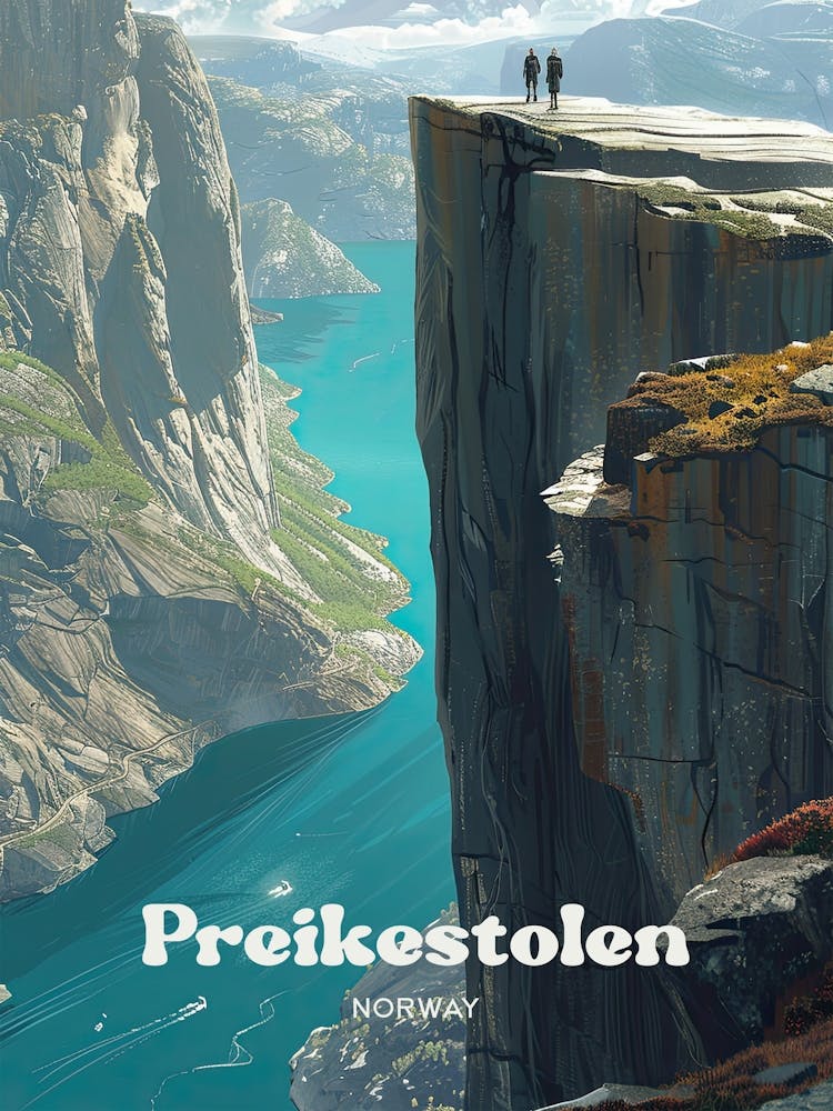 Preikestolen Norway Bucket List Digital Travel Art