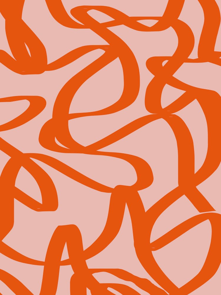 Retro Lines Abstract Brush Shapes Peach And Burnt Orange