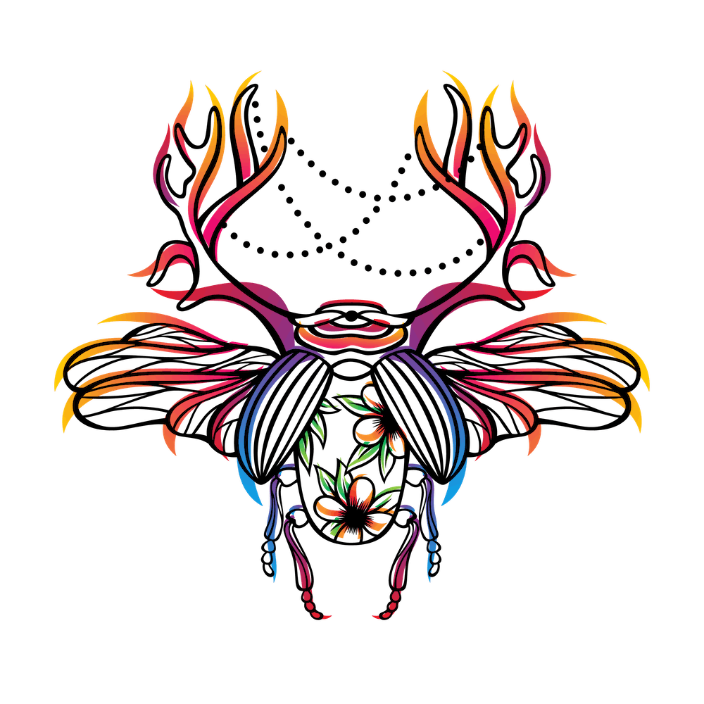 Decorative Beetle With Flowers