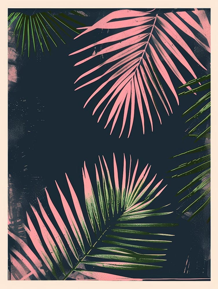 Palm Leaves On A Black Background