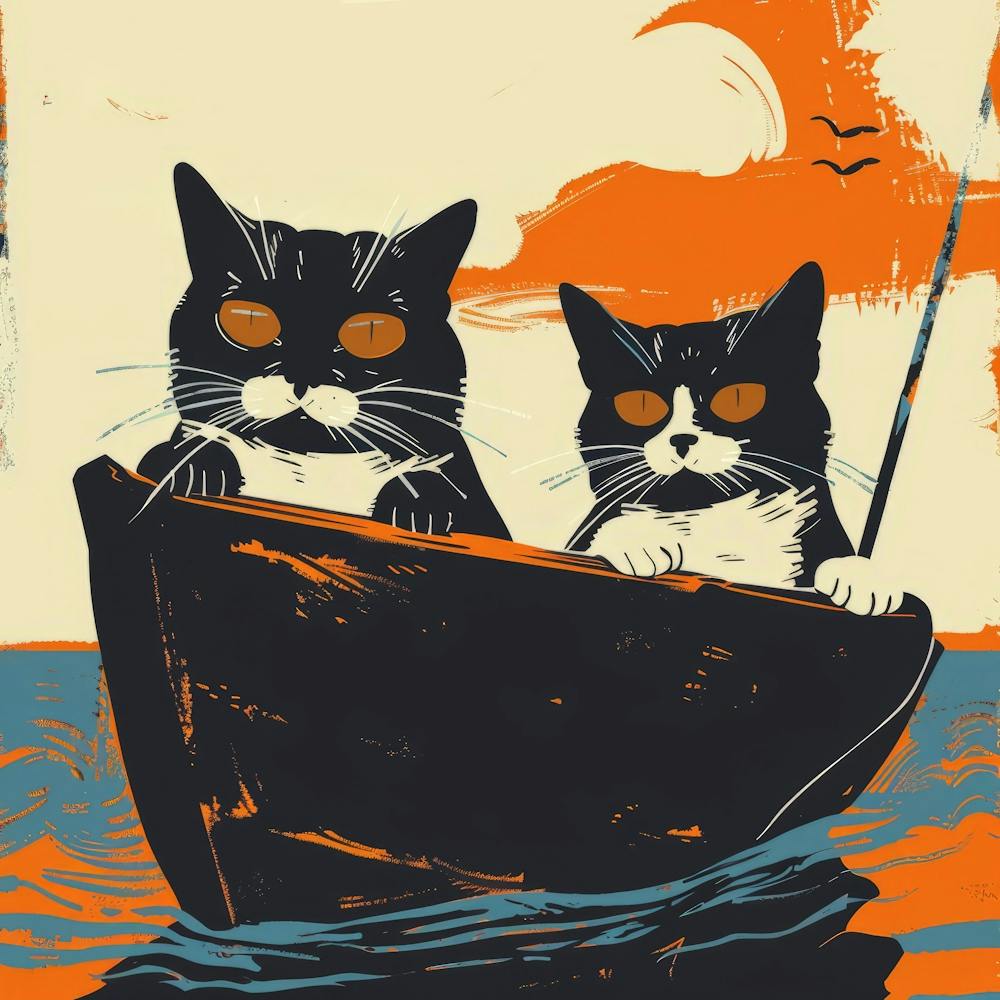 Cats In A Boat
