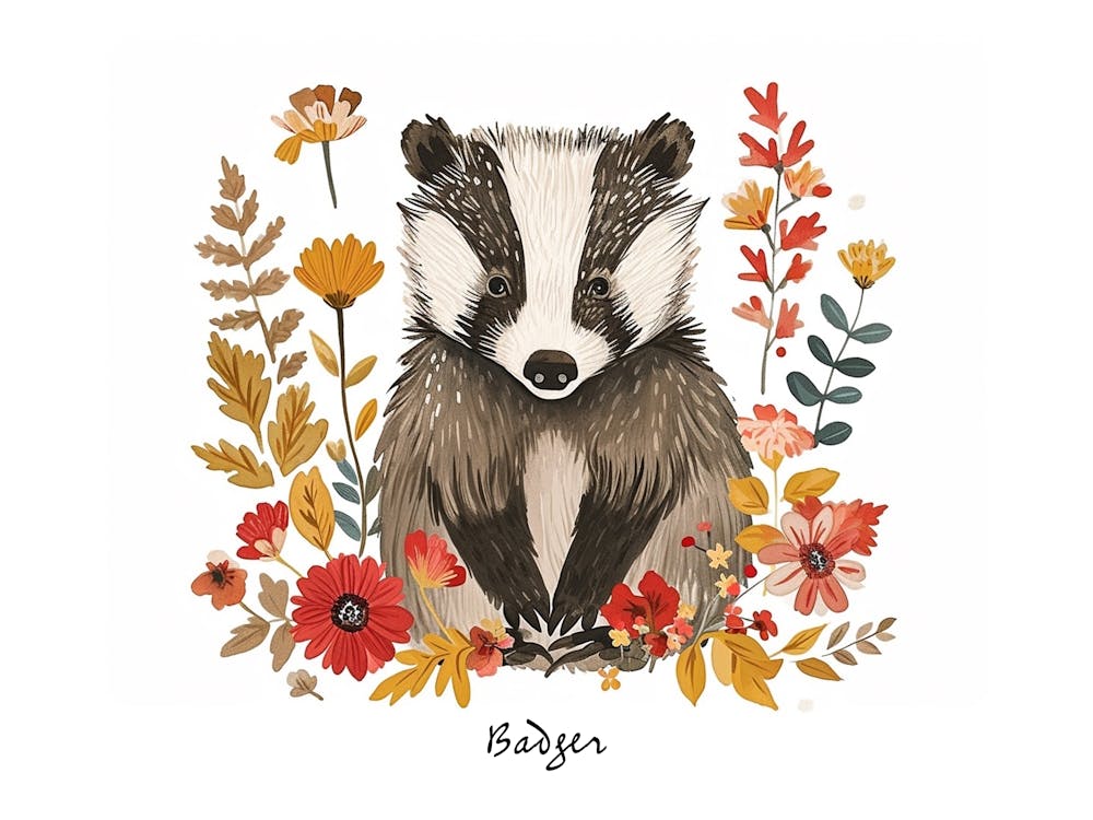 Little Floral Badger 1 Poster