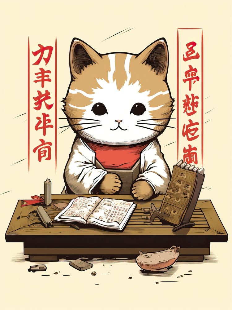 Kawaii Cat Drawings Writing 6