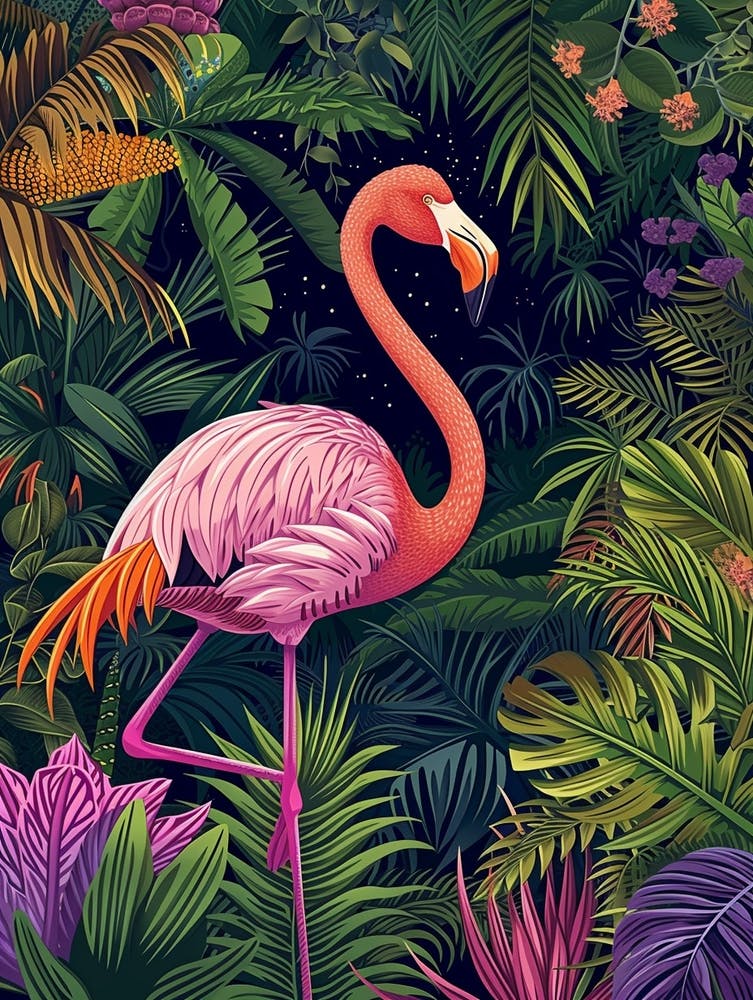 Greater Flamingo Portugal Tropical Illustration 5