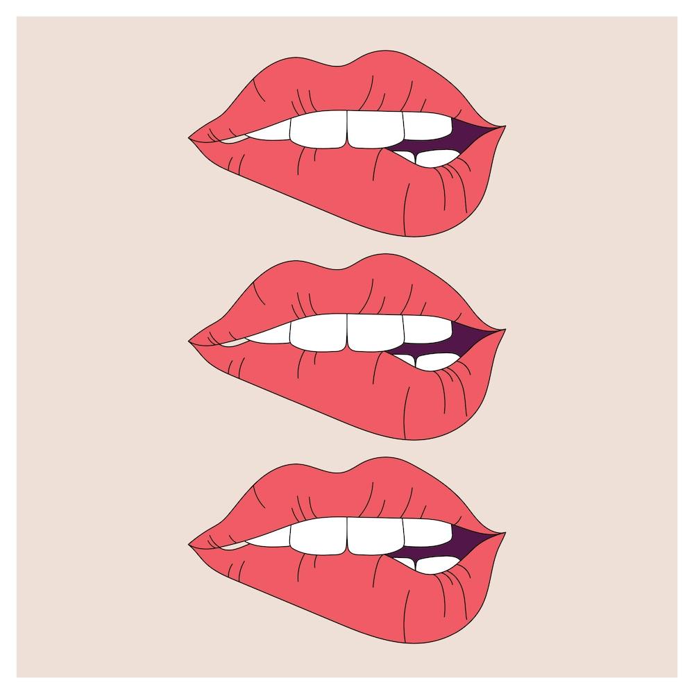 Trio Of Biting Red Lips Square