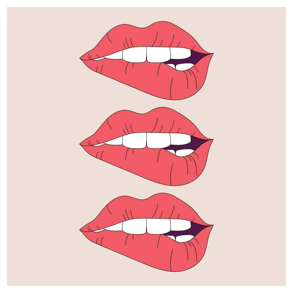 Trio Of Biting Red Lips Square
