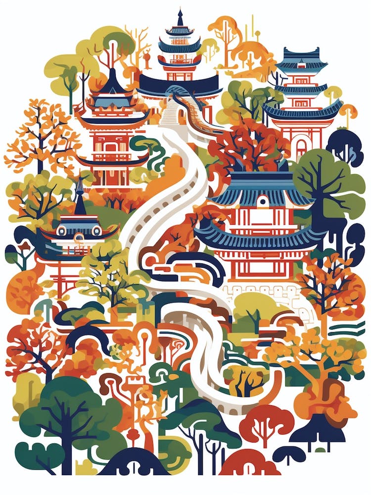 Yuyuan Garden China Modern Illustration 1