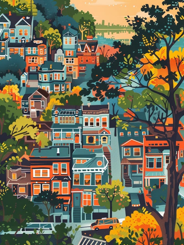 Sunnyside New York Colourful Silkscreen Illustration 3