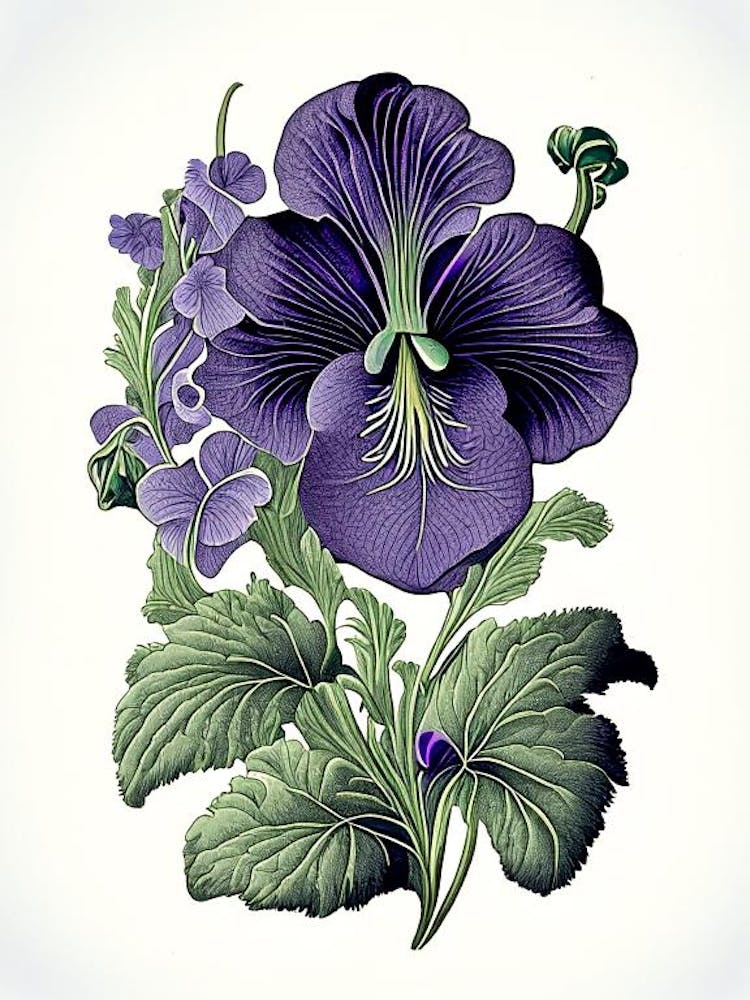 Violets Floral 3 Botanical Vintage Poster Flower