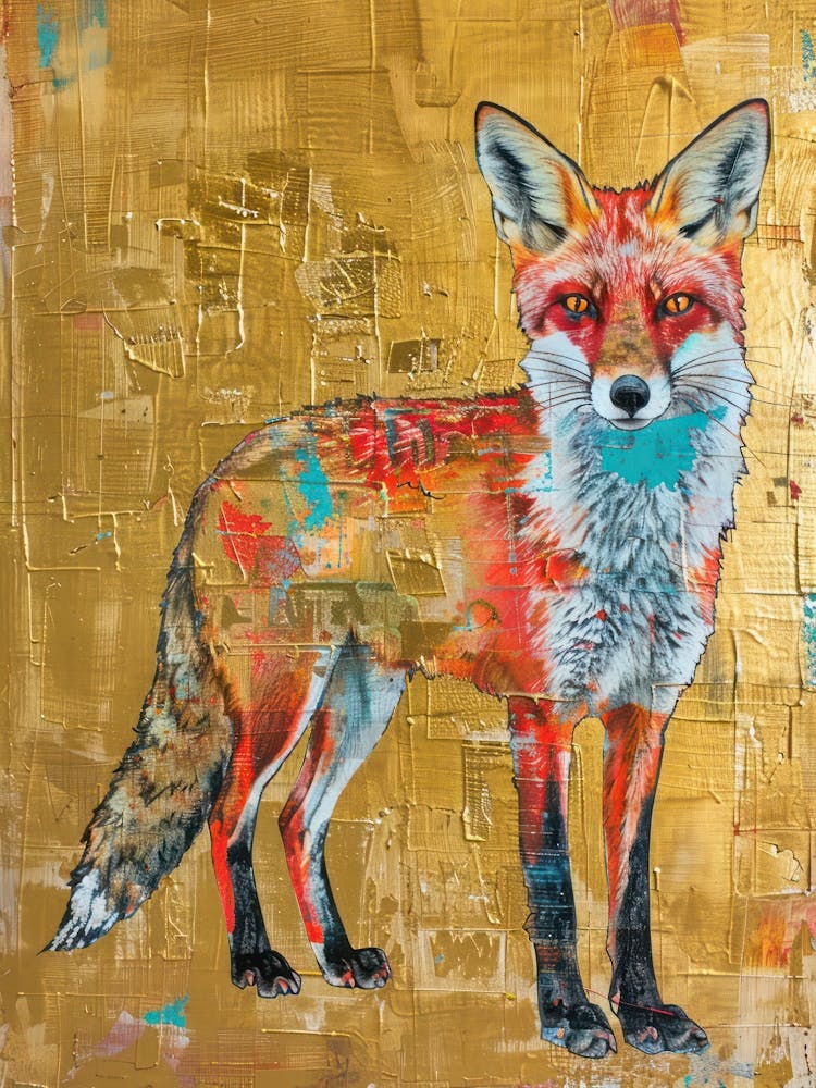 Red Fox Gold Effect Collage 3