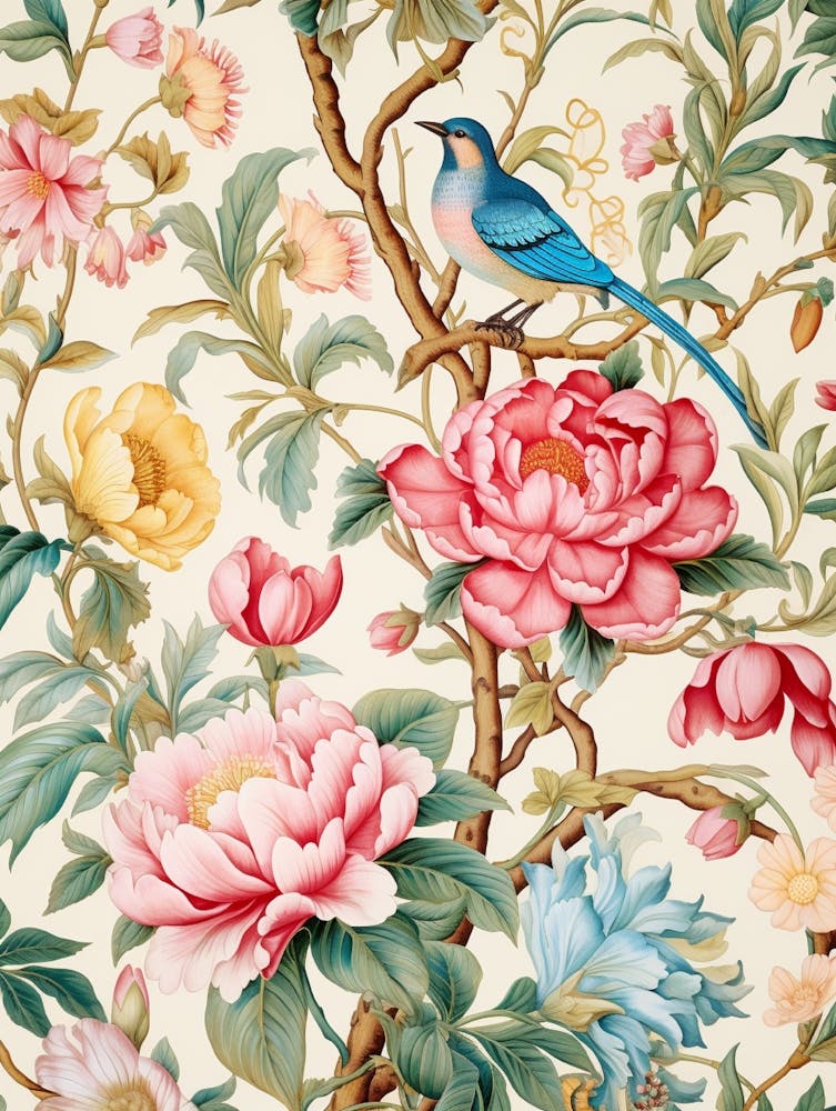 Peonies And Birds 1