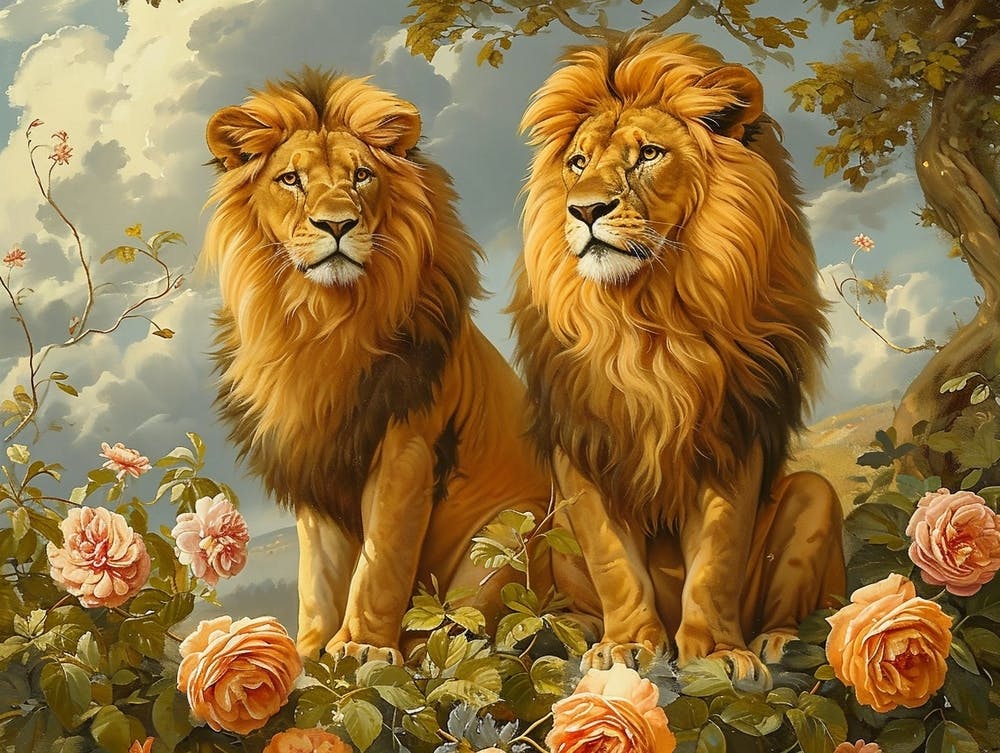 Floral Animal Illustration Lion 3