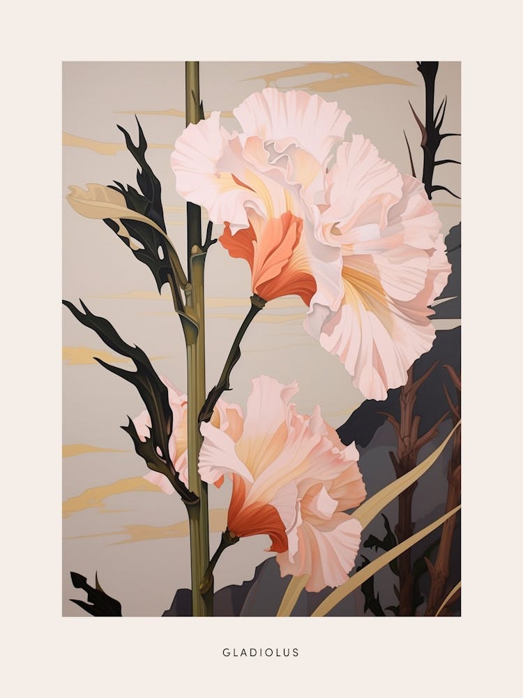Flower Illustration Gladiolus 2 Poster