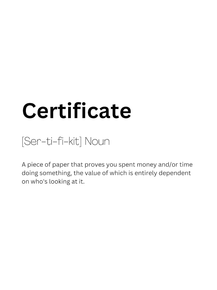 Certificate Definition Meaning 1