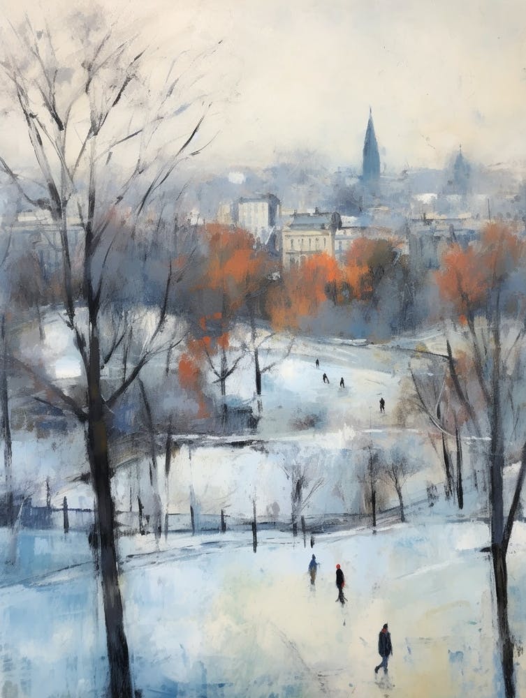 Winter City Park Painting Primrose Hill Park London 1