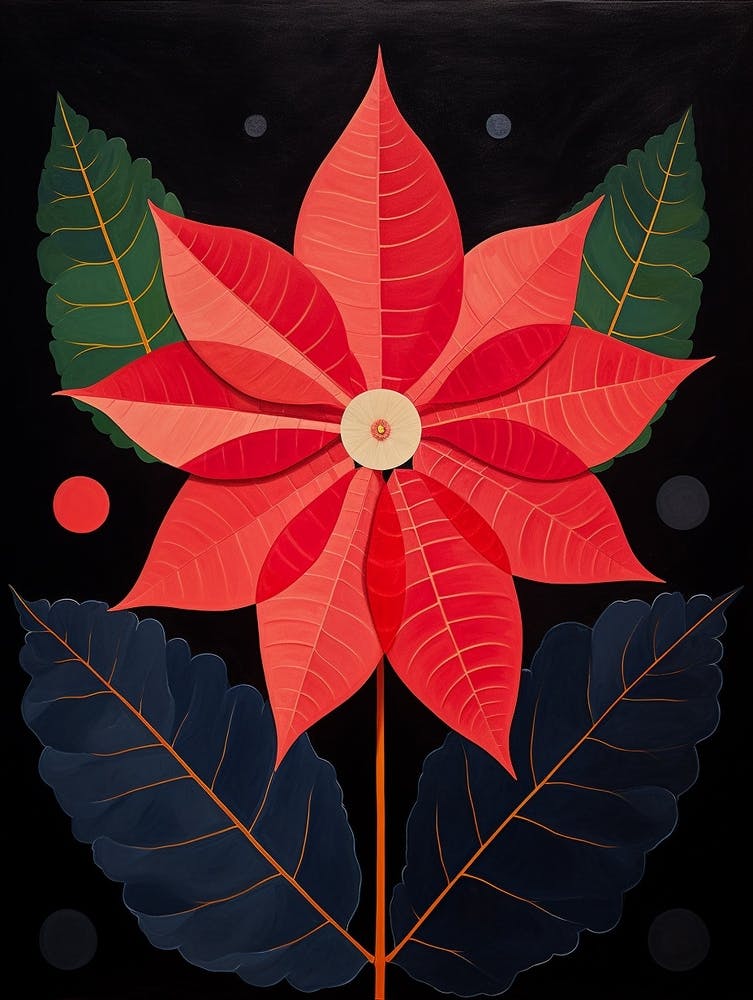 Poinsettia 2 Hilma Af Klint Inspired Flower Illustration