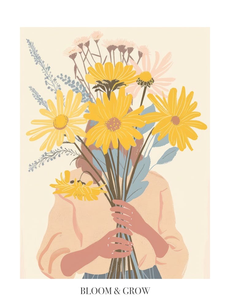 Bloom And Grow Spring Girl With Yellow Flowers 1