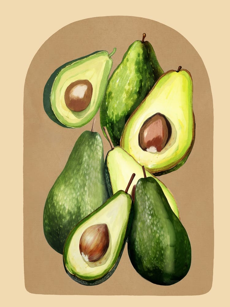 Avocado Watercolor Art 2