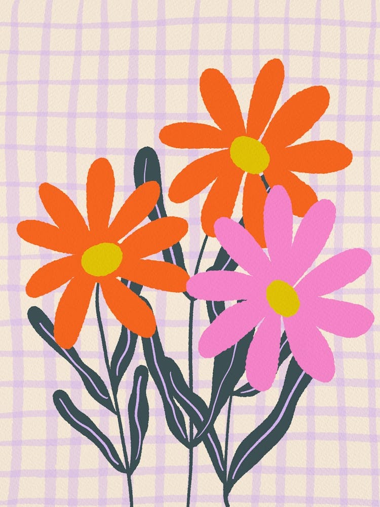 Flower Bouquet Grid Background 3