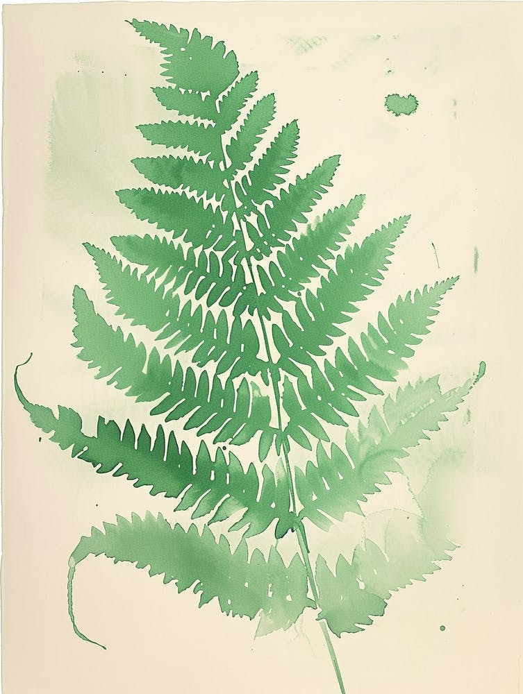 Green Ink Painting Of A Walking Fern 1