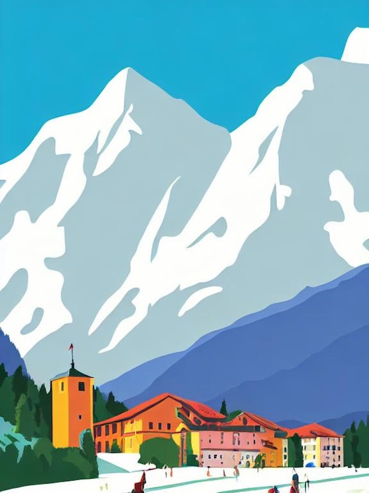 Kranjska Gora, Slovenia Midcentury Vintage Skiing Poster