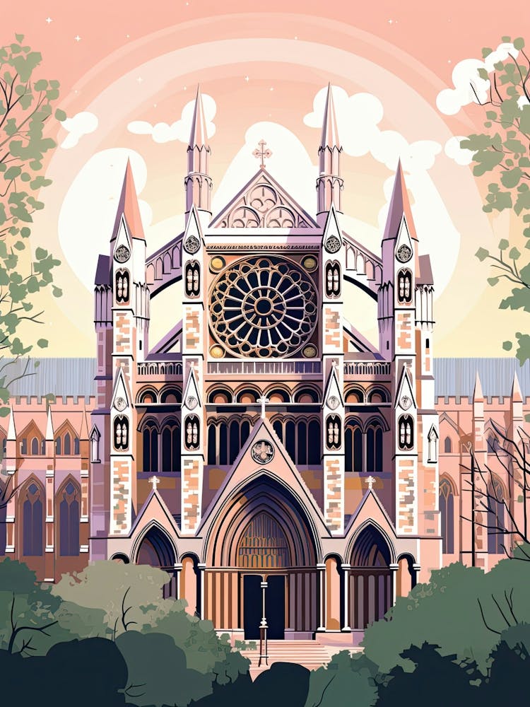 Westminster Abbey   London, England   Cute Botanical Illustration Travel 0