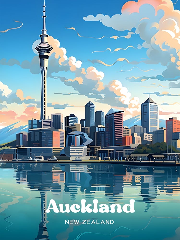 Silhouette urbaine d'Auckland Nouvelle-Zélande Art de voyage